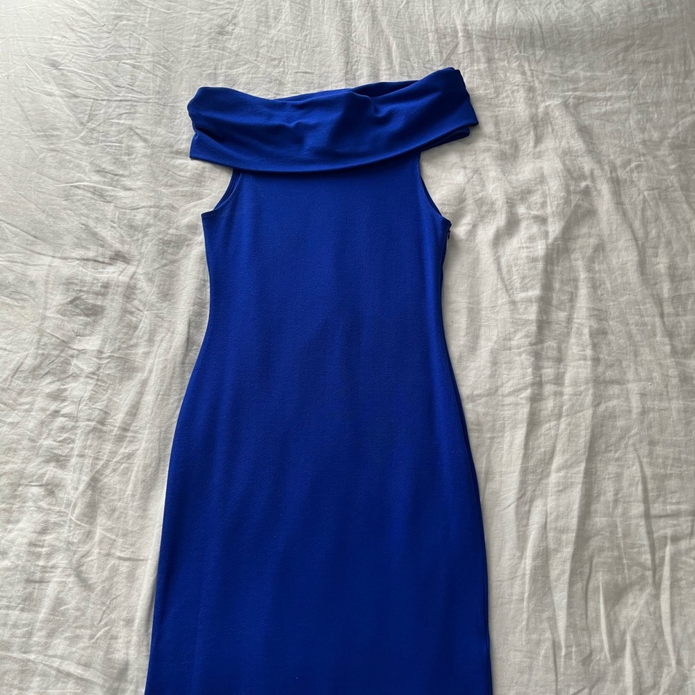 Elegant Blue Off-Shoulder Dress